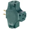 Leviton 004-00694-Grn 15 Amp 2-Pole 3-Wire Non-Grounding Plug-In Adapter