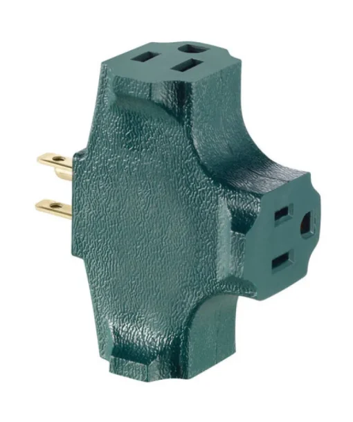Leviton 004-00694-Grn 15 Amp 2-Pole 3-Wire Non-Grounding Plug-In Adapter