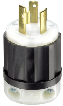 Leviton Industrial Thermoplastic Curved Blade/Ground Locking Plug L6-30P 16-8 AWG 2 Pole 3 Wire