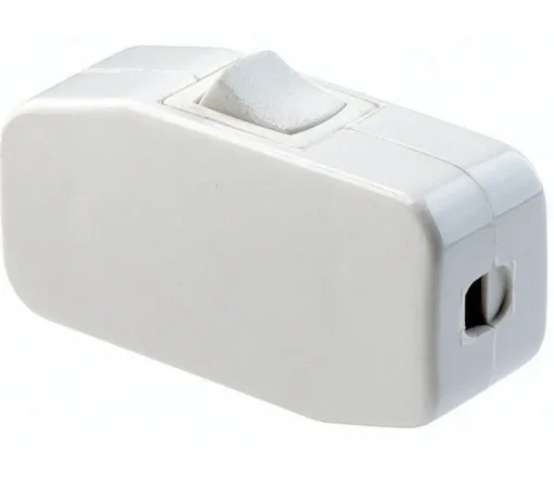 Leviton Phenolic Plastic White 1-Pole Feed Thru HD Hospital Grade Lamp Cord Switch 3A 125V