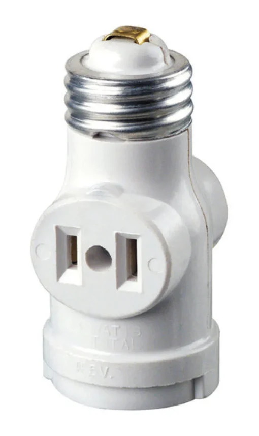 Leviton Plastic Keyless Lampholder w/Outlet