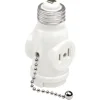 Leviton Plastic Medium Base Pull Chain Socket w/Outlet 1 pk