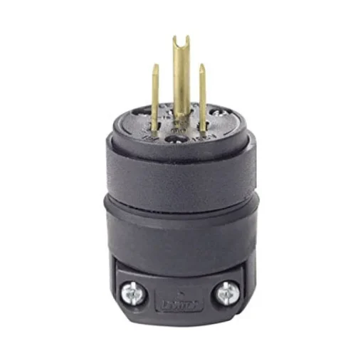 Leviton Residential Rubber Ground/Straight Blade Plug 5-15P 18-12 AWG 2 Pole 3 Wire