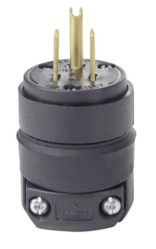 Leviton Residential Rubber Ground/Straight Blade Plug 5-15P 18-12 AWG 2 Pole 3 Wire