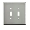 Leviton Silver 2 gang Stainless Steel Toggle Oversized Wall Plate 1 pk