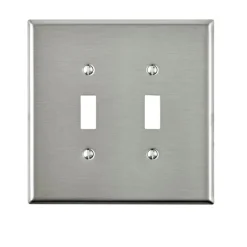 Leviton Silver 2 gang Stainless Steel Toggle Oversized Wall Plate 1 pk