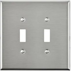 Leviton Silver 2 gang Stainless Steel Toggle Oversized Wall Plate 1 pk