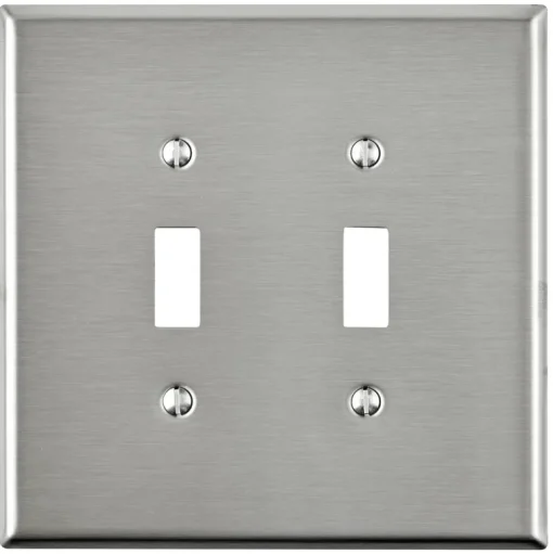 Leviton Silver 2 gang Stainless Steel Toggle Oversized Wall Plate 1 pk