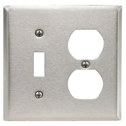 Leviton Silver 2 gang Stainless Steel Duplex/Toggle Wall Plate 1 pk