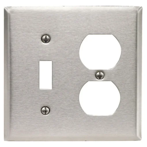 Leviton Silver 2 gang Stainless Steel Duplex/Toggle Wall Plate 1 pk