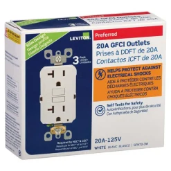 Leviton Smartlock Pro 20 amps 125 V Duplex White GFCI Outlet 5-20R 3 pk