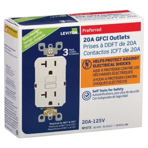 Leviton Smartlock Pro 20 amps 125 V Duplex White GFCI Outlet 5-20R 3 pk