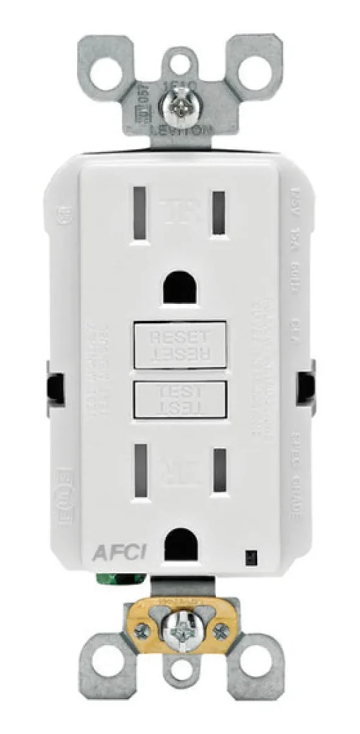 Leviton SmartlockPro 15 amps 125 V Duplex White AFCI Outlet 5-15R 1 pk