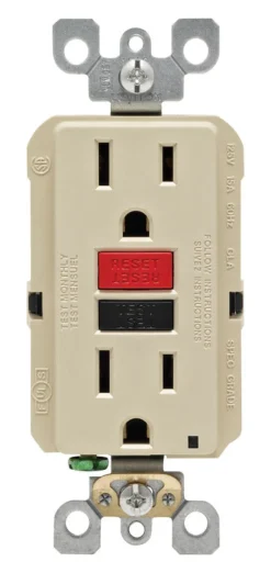 Leviton SmartlockPro 15 amps 125 V Duplex Ivory GFCI Outlet 5-15R 1 pk