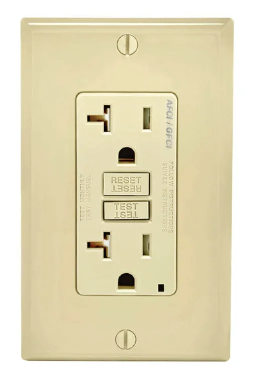 Leviton SmartlockPro 20 amps 125 V Duplex Ivory AFCI/GFCI Dual Function Outlet 5-20R 1 pk