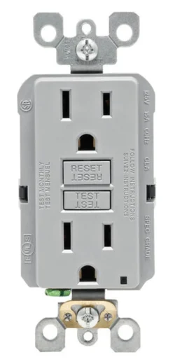 Leviton SmartlockPro 15 amps 125 V Gray GFCI Outlet 5-15R 1 pk