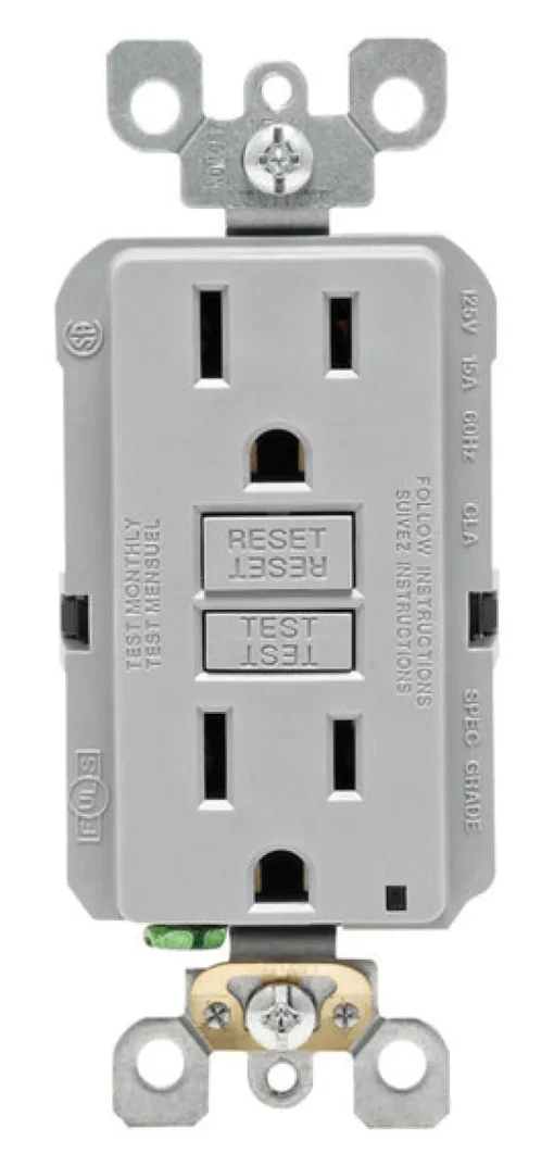 Leviton SmartlockPro 15 amps 125 V Gray GFCI Outlet 5-15R 1 pk