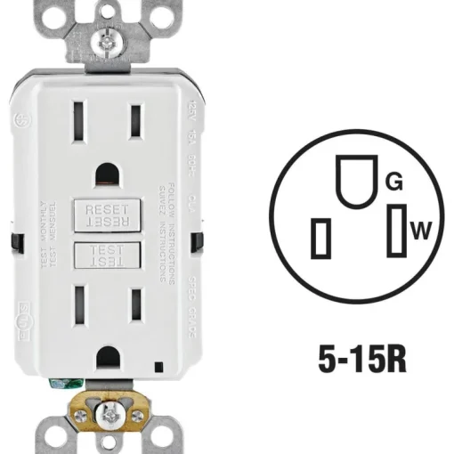 Leviton SmartlockPro 15 amps 125 V Duplex White GFCI Outlet 5-15R 1 pk
