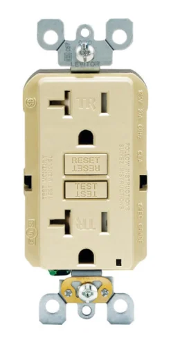 Leviton SmartlockPro 20 amps 125 V Duplex Ivory GFCI Outlet 5-20R 1 pk