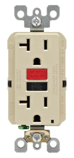 Leviton SmartlockPro 20 amps 125 V Duplex Ivory GFCI Outlet 5-20R 1 pk