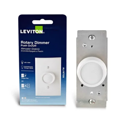 Leviton Trimatron Light Almond & White 600 W Rotary Dimmer Knob 1 pk