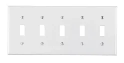 Leviton White 5 gang Plastic Toggle Wall Plate 1 pk