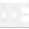 Leviton White 3 gang Plastic Duplex/Toggle Wall Plate 1 pk