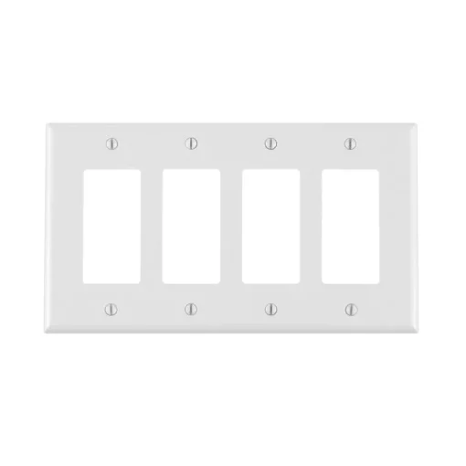 Leviton White 4 gang Thermoplastic Nylon Decorator Wall Plate 1 pk