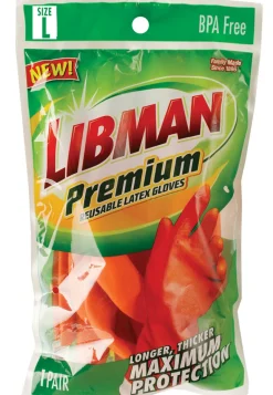 Libman 1325 Large Orange Premium Latex Gloves