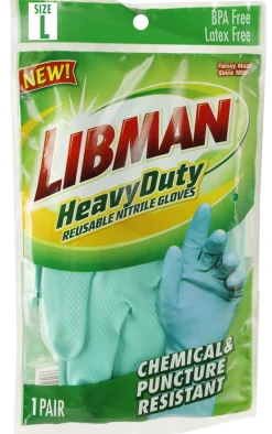 Libman 1319 Large Turquoise Heavy Duty Latex-Free Nitrile Gloves