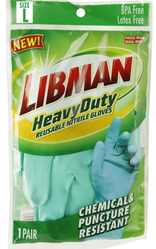 Libman 1319 Large Turquoise Heavy Duty Latex-Free Nitrile Gloves