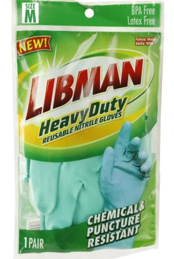 Libman 1318 Medium Turquoise Heavy Duty Latex-Free Nitrile Gloves