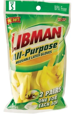 Libman 1320 Small Yellow All-Purpose Latex Gloves 2 Pairs