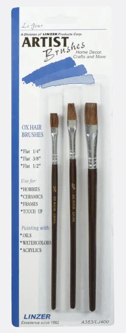 Linzer 1/4, 3/8, and 1/2 in. W Flat Artist Paint Brush Set (Pack of 12)