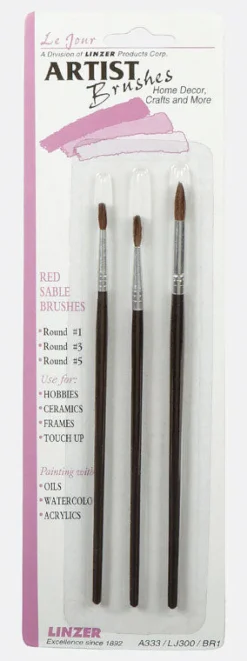 Linzer No. 1, 3, 5 W Round Artist Paint Brush Set (Pack of 12)
