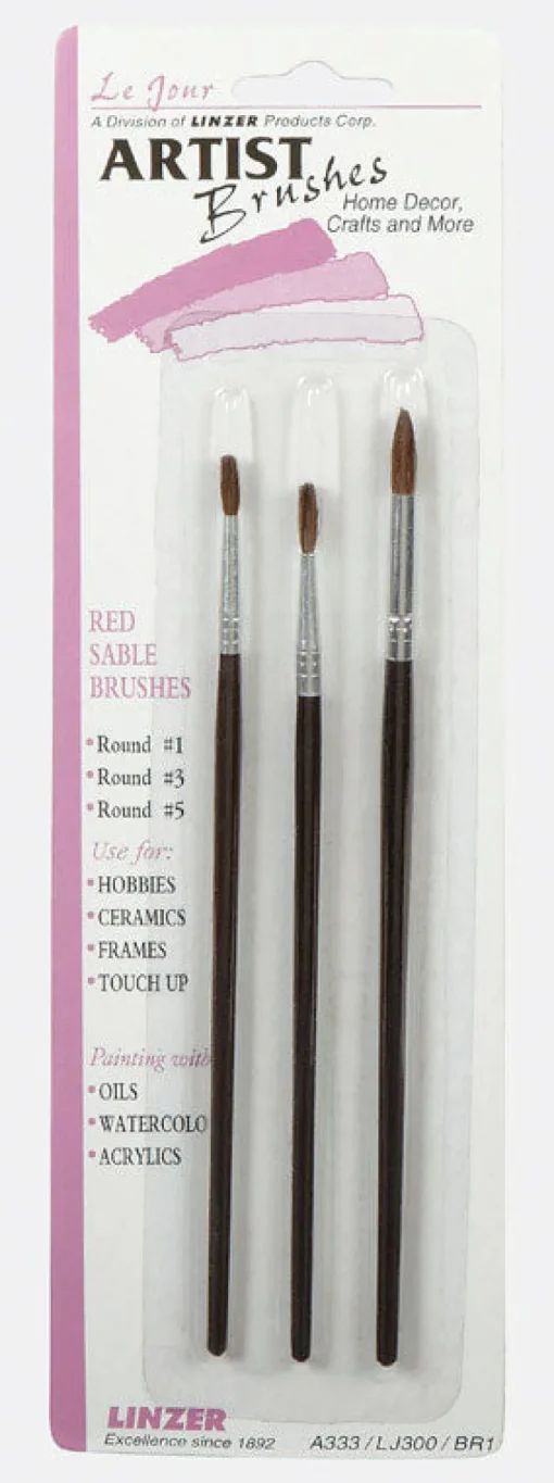 Linzer No. 1, 3, 5 W Round Artist Paint Brush Set (Pack of 12)
