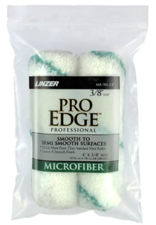 Linzer Pro Edge Microfiber 4 in. W X 3/8 in. Mini Paint Roller Cover 2 pk