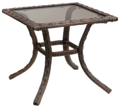 Living Accents 8014611 20.09 X 18.12 Brown Square Glass Top Charleston End Table