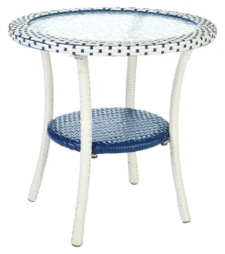 Living Accents Cavalia Round Blue Glass Coffee Table