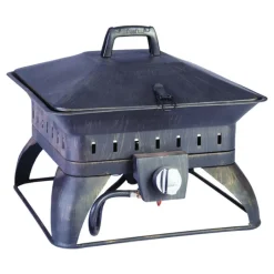 Living Accents 18.7 in. W Porcelain/Steel Square Propane Fire Pit