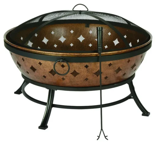 Living Accents 35.8 in. W Steel Noma Round Wood Fire Pit