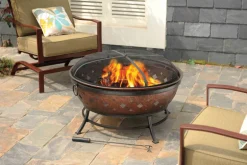 Living Accents 35.8 in. W Steel Noma Round Wood Fire Pit