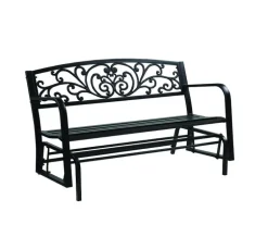 Living Accents 3 Person Black Steel Bench Glider