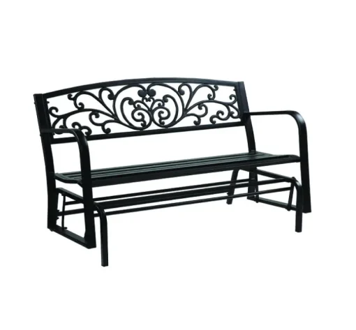 Living Accents 3 Person Black Steel Bench Glider