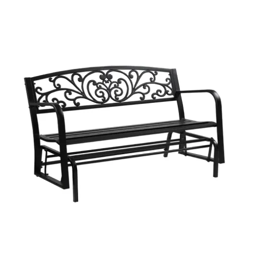 Living Accents 3 Person Black Steel Bench Glider