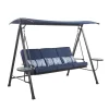 Living Accents 3 Person Black Steel Swing with Tables Blue
