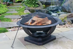 Living Accents Round Wood Fire Pit 24 in. H x 35 in. W x 35 in. D Cast Iron