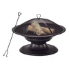 Living Accents Round Pedestal Wood Fire Pit 19 in. H x 29 in. W x 29 in. D Steel