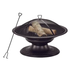 Living Accents Round Pedestal Wood Fire Pit 19 in. H x 29 in. W x 29 in. D Steel