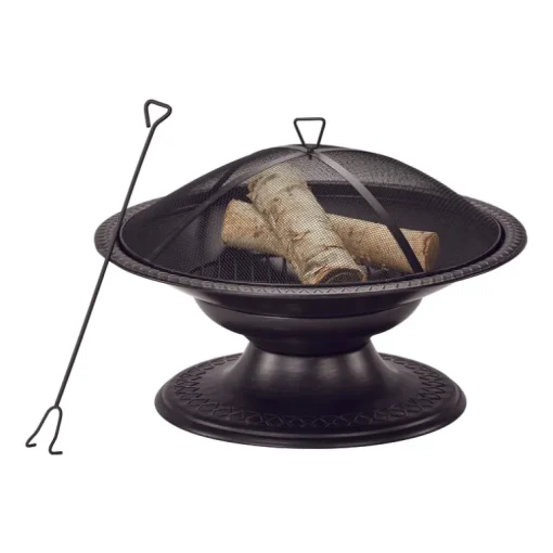 Living Accents Round Pedestal Wood Fire Pit 19 in. H x 29 in. W x 29 in. D Steel